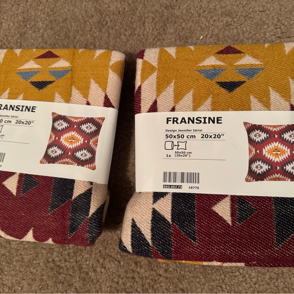 Geometric Pattern Pillow Cover - Yellow and Red